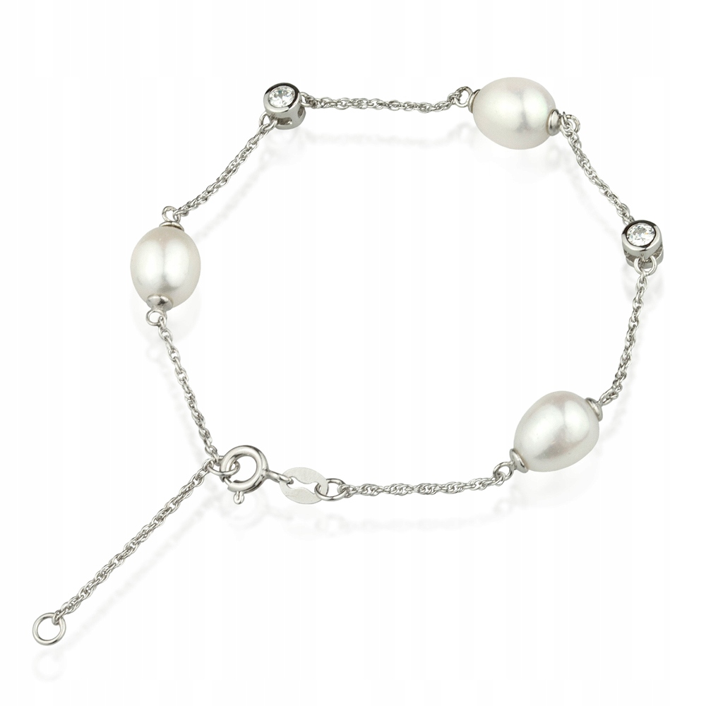 Stříbrný Náramek S Perlou A Zirkony
