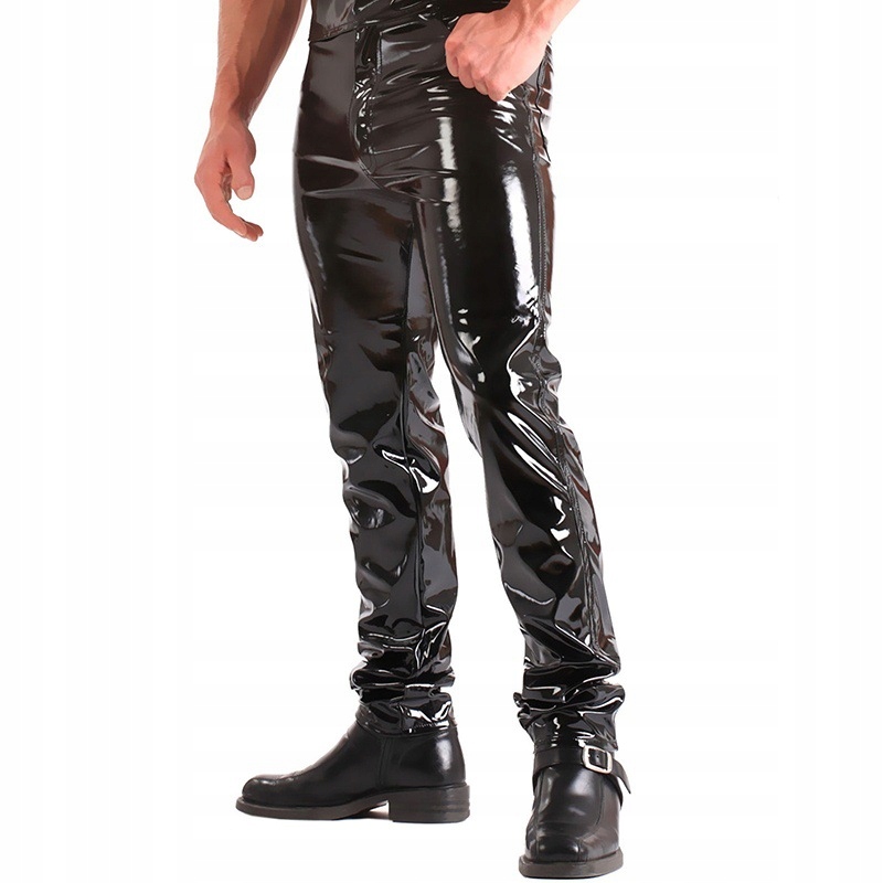 Latex Mens Pants Shiny Wet Look PU Leather Pants F 13959806698 - Allegro.pl