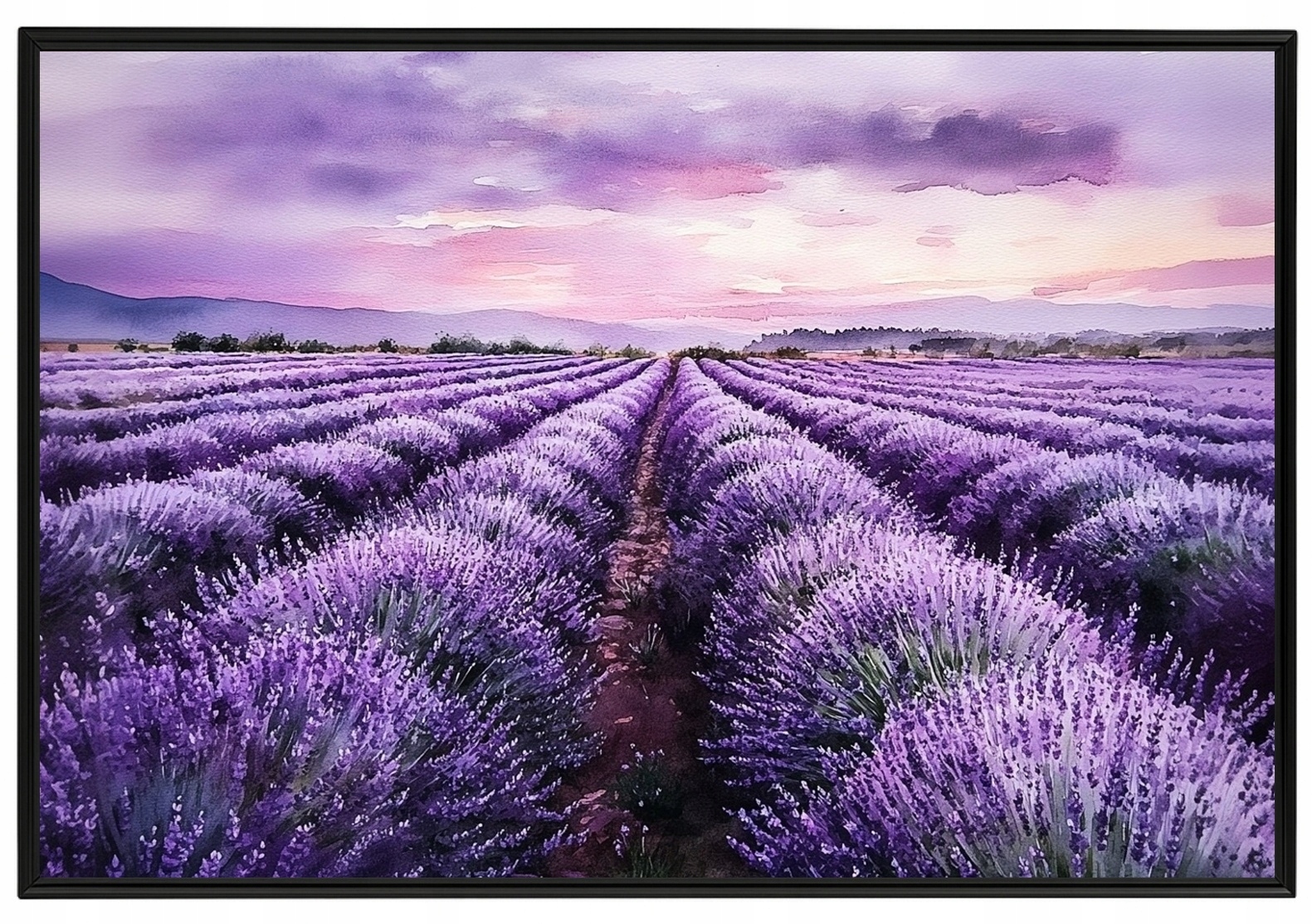 Plakát Rámeček Aluminium Krajina Pole Plantáž Květiny Levandule Fialová 60x40