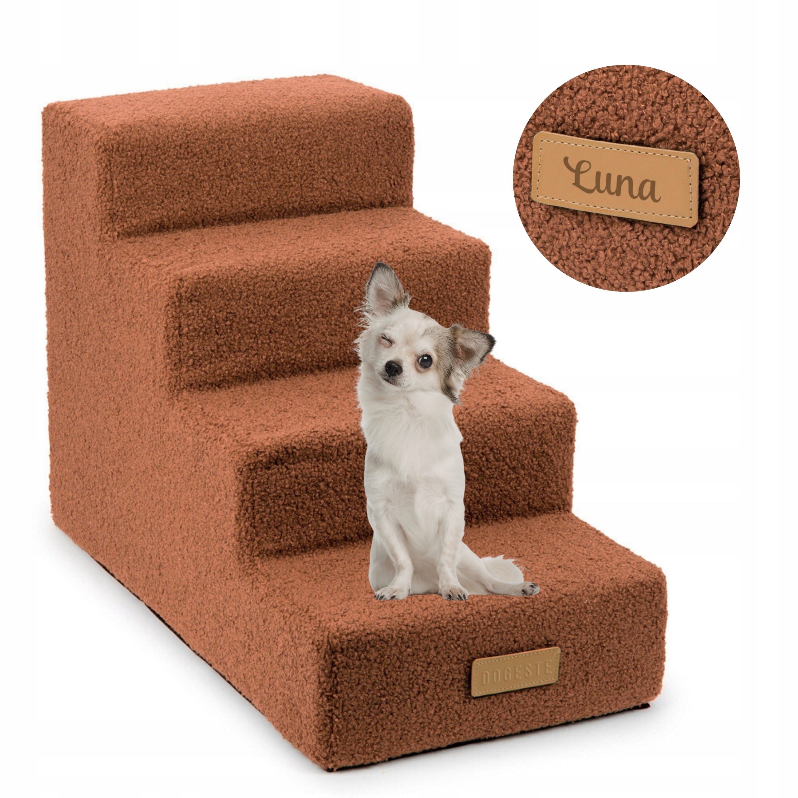 Levně Schody pro psa kočku Schody 4 stupně rampa plošina 40 cm Gravírování jméno Bonus