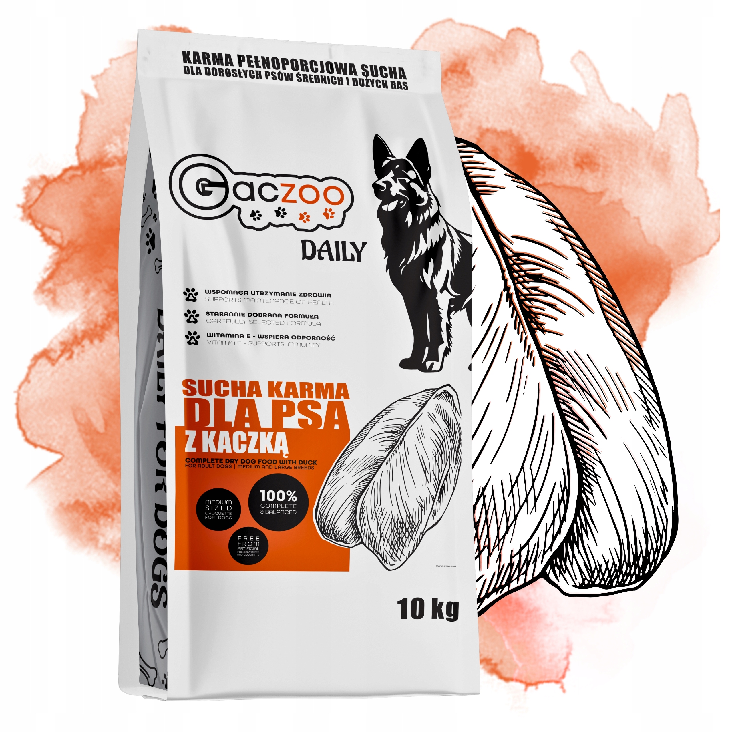 Krmivo pro psy s kachnou Gaczoo Daily 10 kg Adult Dog s vitamíny