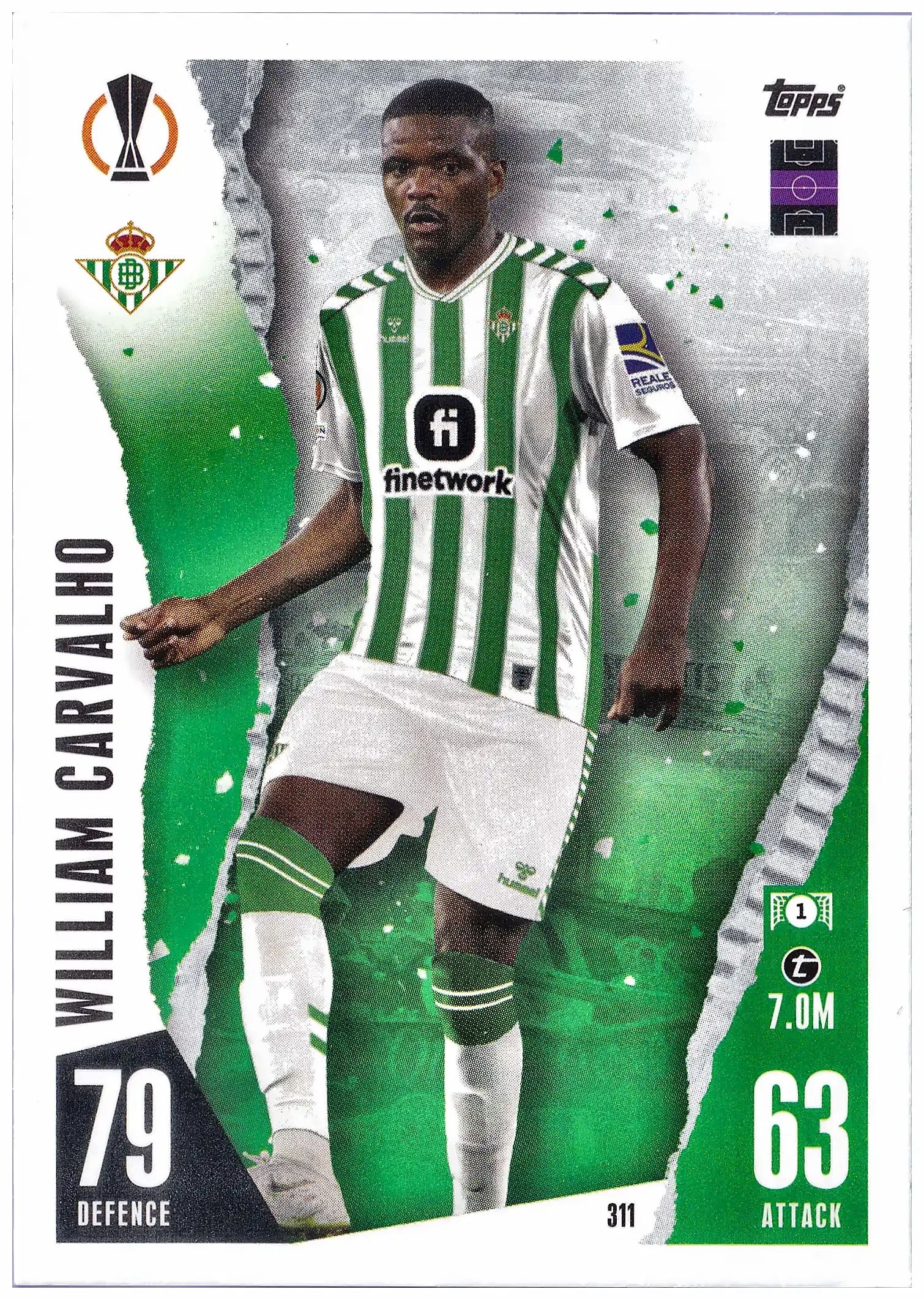 #311 William Carvalho Topps Match Attax Uefa Club Competitions 2023-24