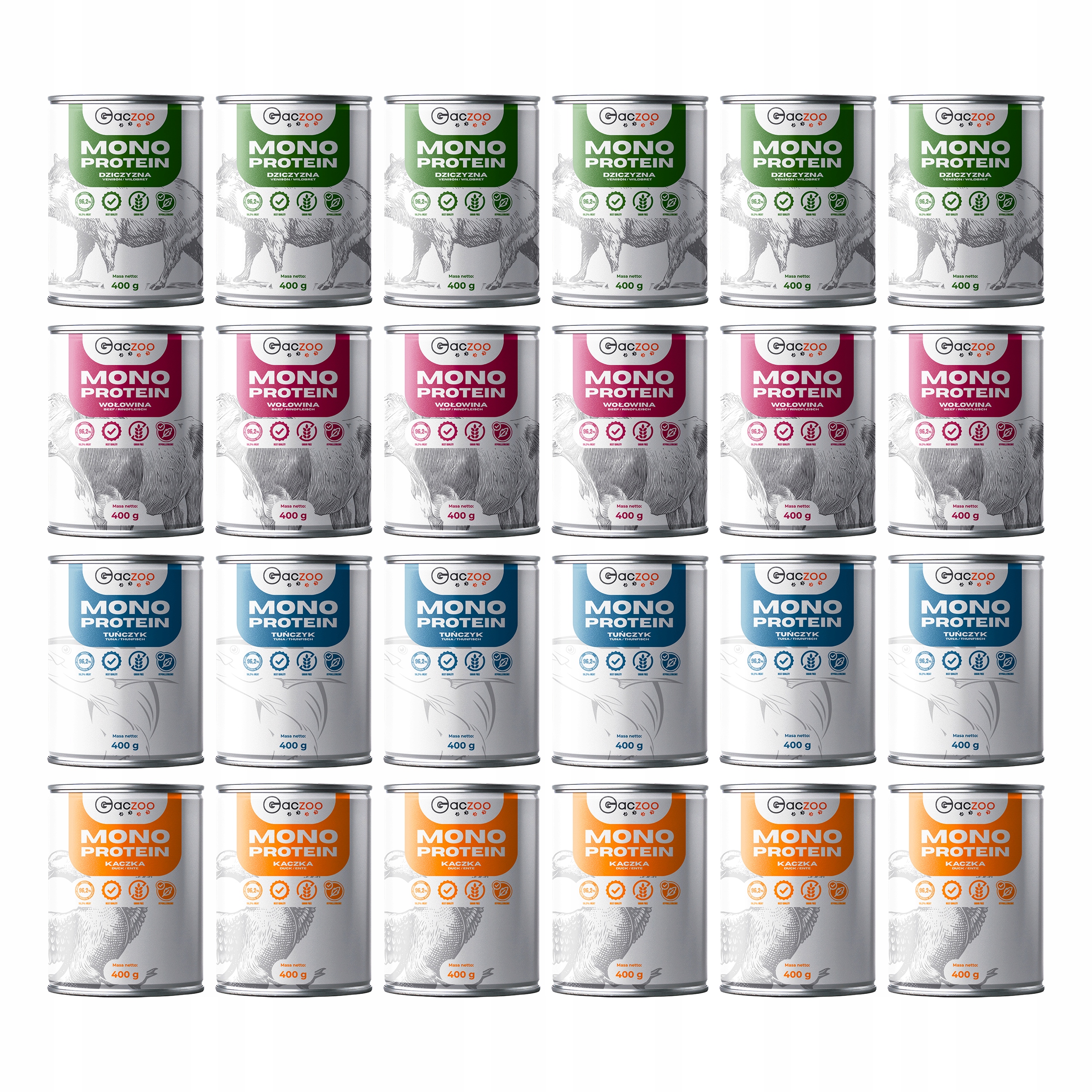 Levně Gaczoo Mono Protein monoproteinové krmivo mokré pro psa mix chutí 24 x 400 g