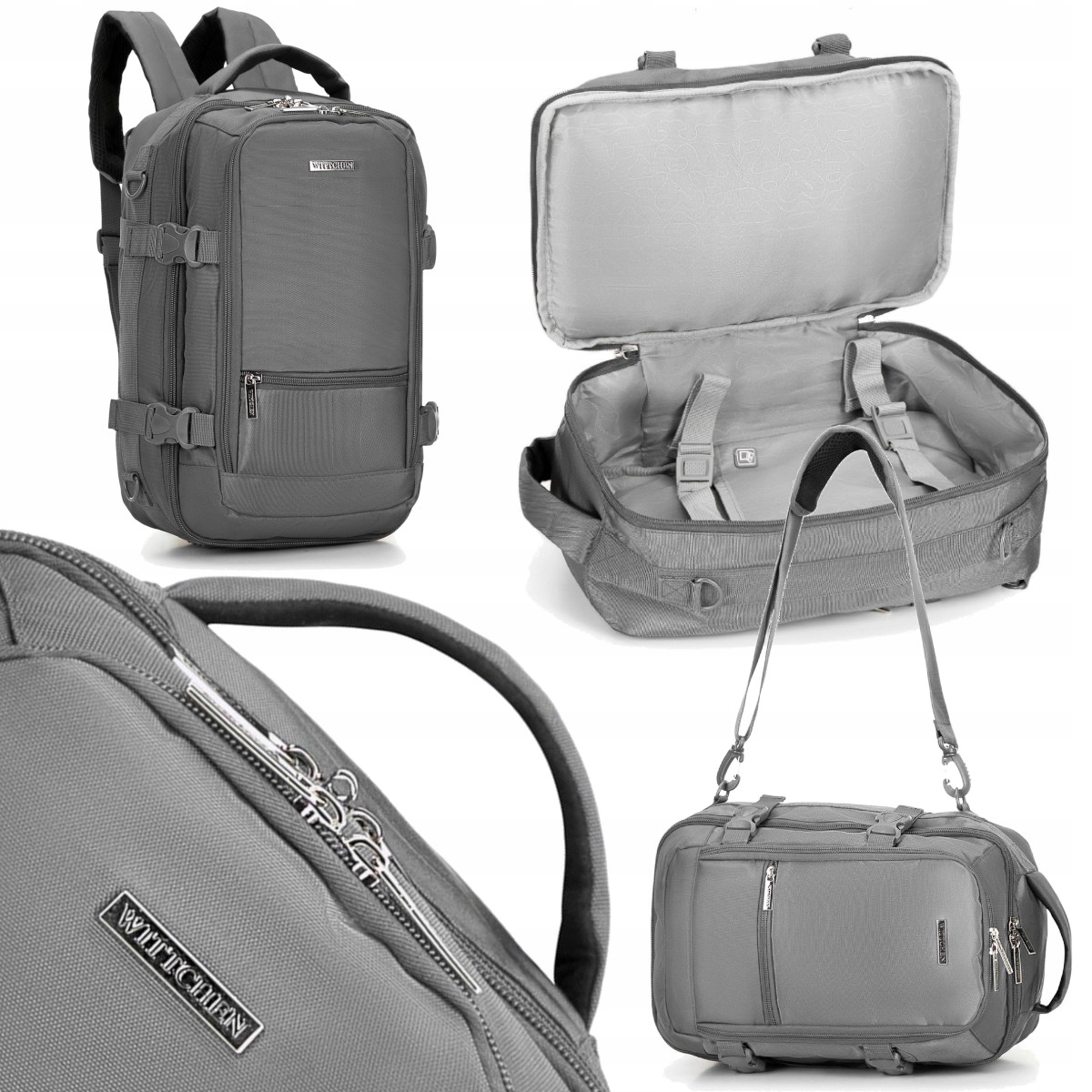 Plecak do samolotu bagaż podręczny Wittchen 29-3P-000-01 szary 2w1