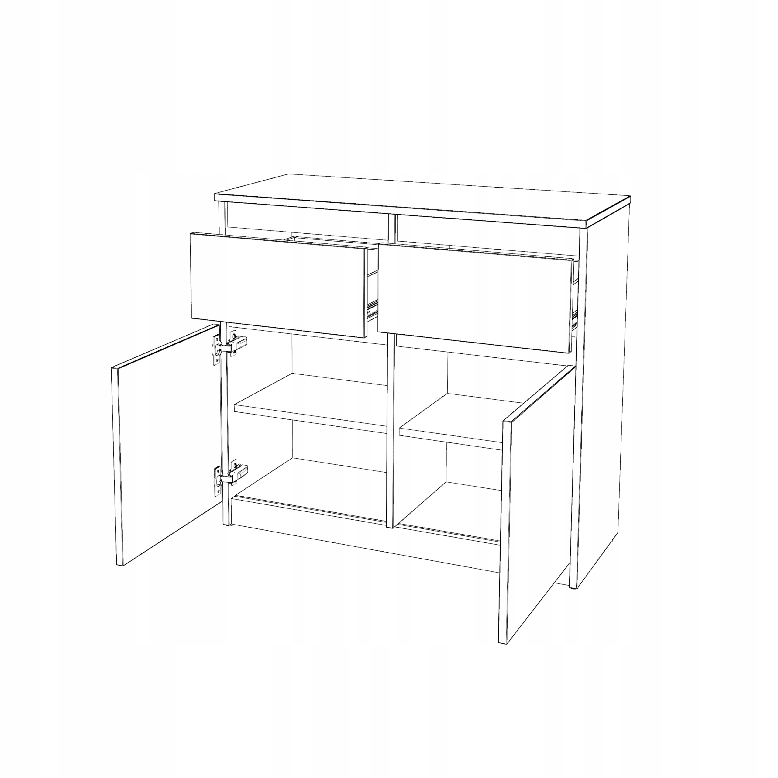 Komoda OLA szafka 80 cm 2 szuflady nowoczesna pojemna rtv system LUX Kod producenta AZ_K80OLALUX_BM/BM/DW