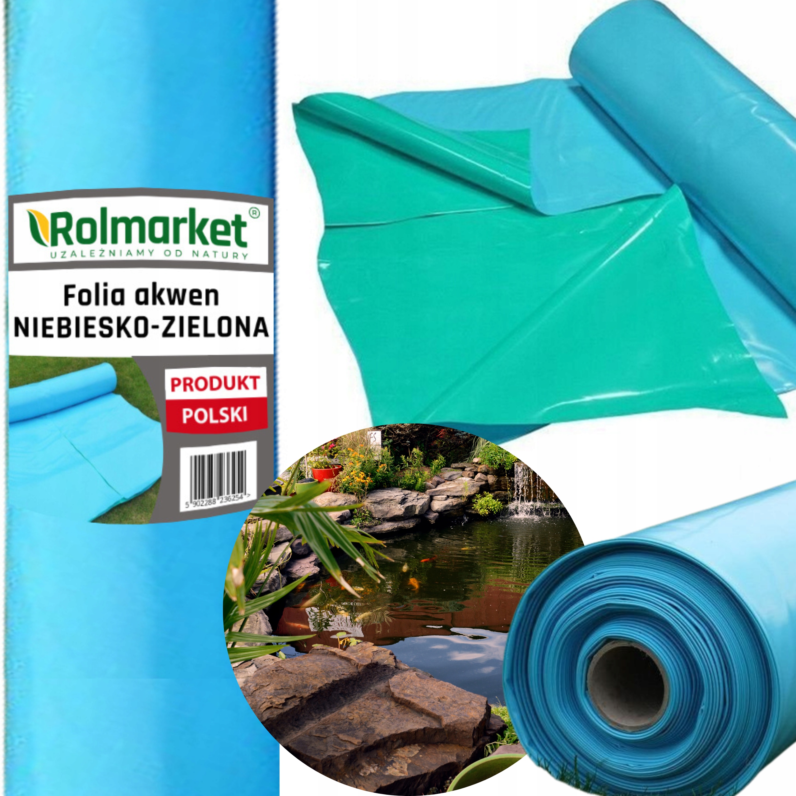Folia na oczko wodne staw basen niebiesko-zielona 6x9m MOCNA POLSKA