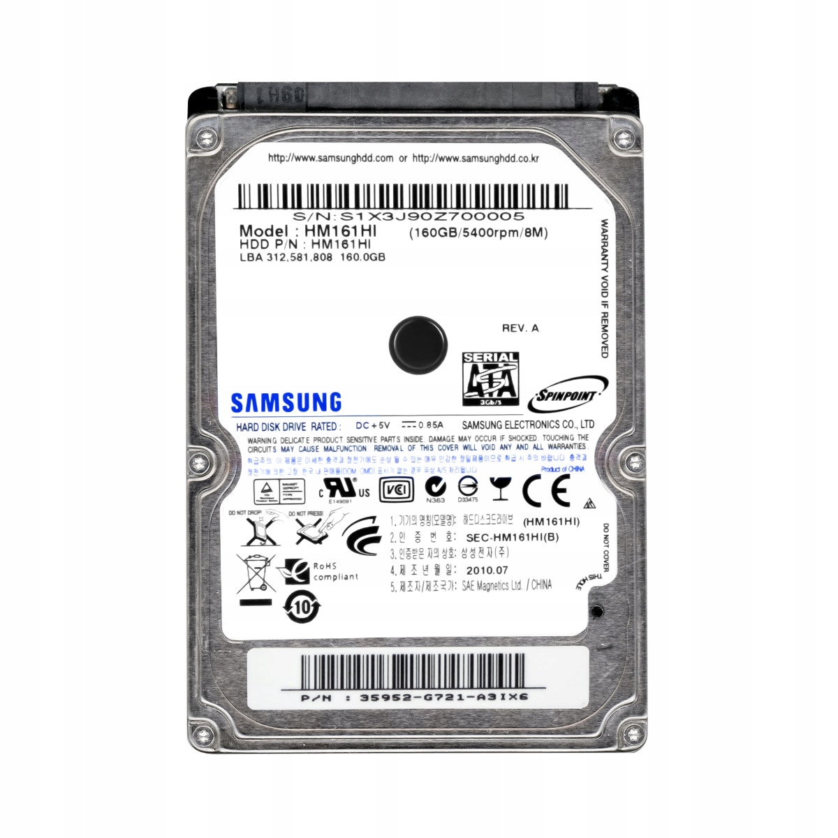 Samsung 160GB 5.4K 8MB Sata II 2.5'' HM161HI