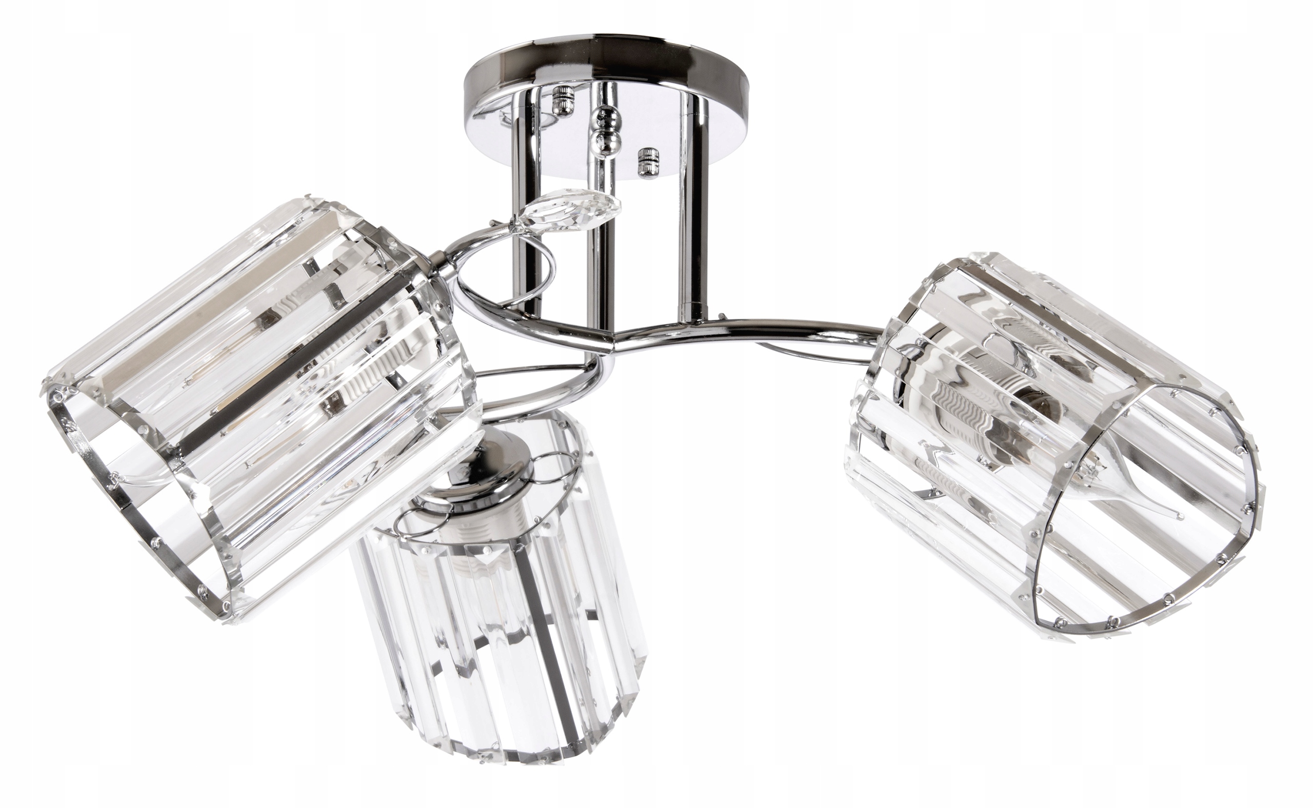 Jemná trojitá stropní lampa, skleněné stínítko, do koupelny