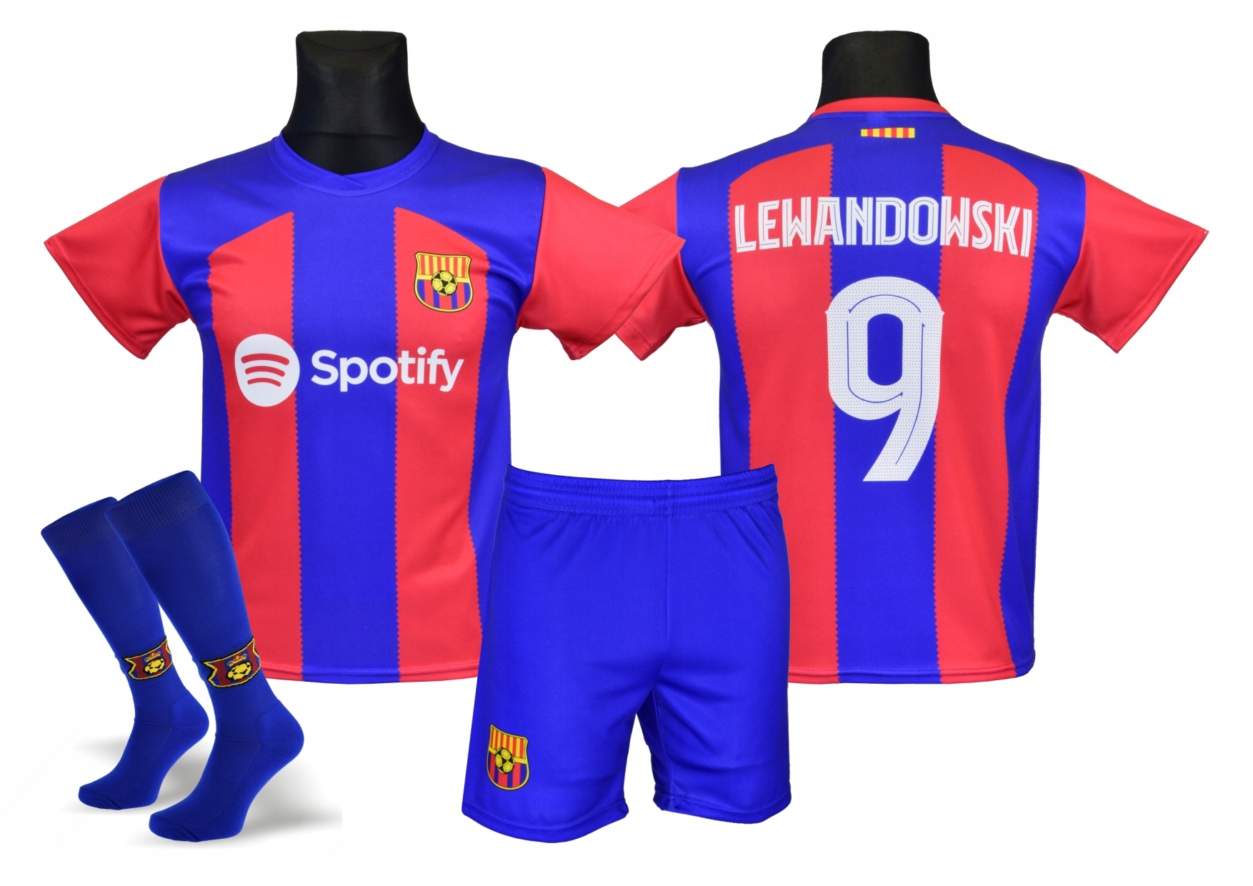 LEWANDOWSKI BARCELONA strój piłkarski + getry 122