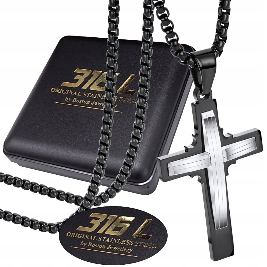 Černý Řetízek S Křížkem Černá Ocel 316L 60 cm Originál