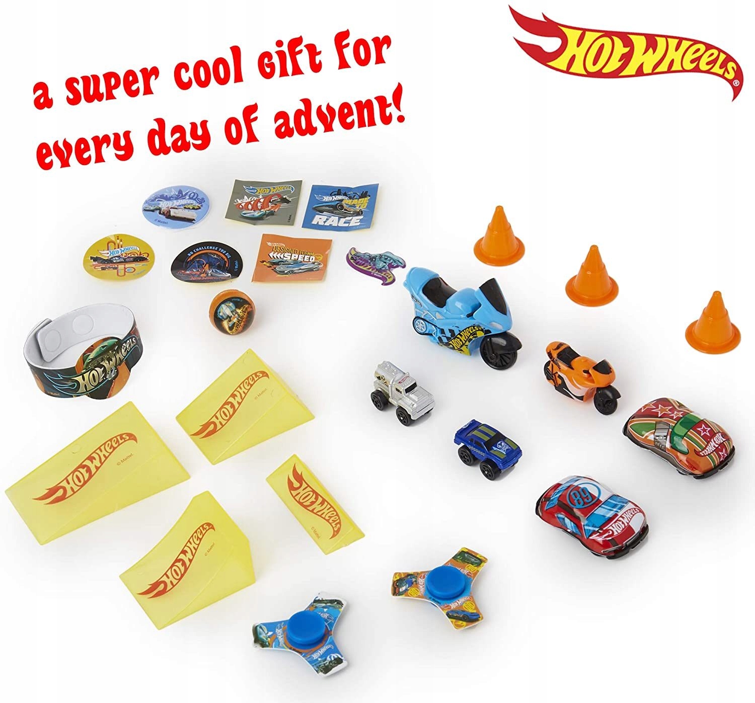 Адвент-календарь Hot Wheels 2025, 10 машинок 1:64 и зимние аксессуары, от 3 лет — фото 3