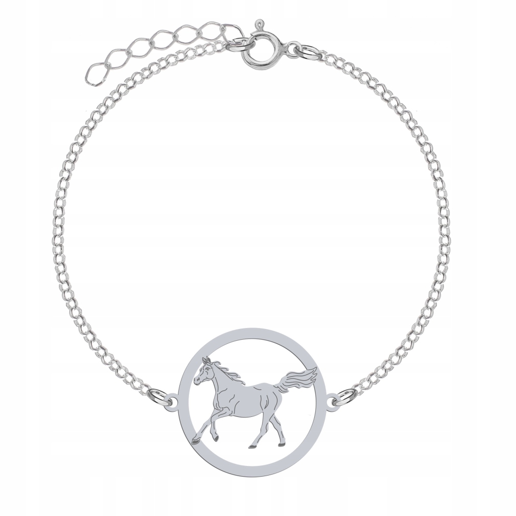 Stříbrný náramek z Arabian Horse 925 Řetízek Šperky Dárek Gravírování