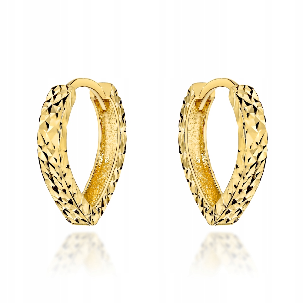 Zlaté náušnice s diamantováním 585 Bez kamenů jako dárek 1.41 g jako dárek