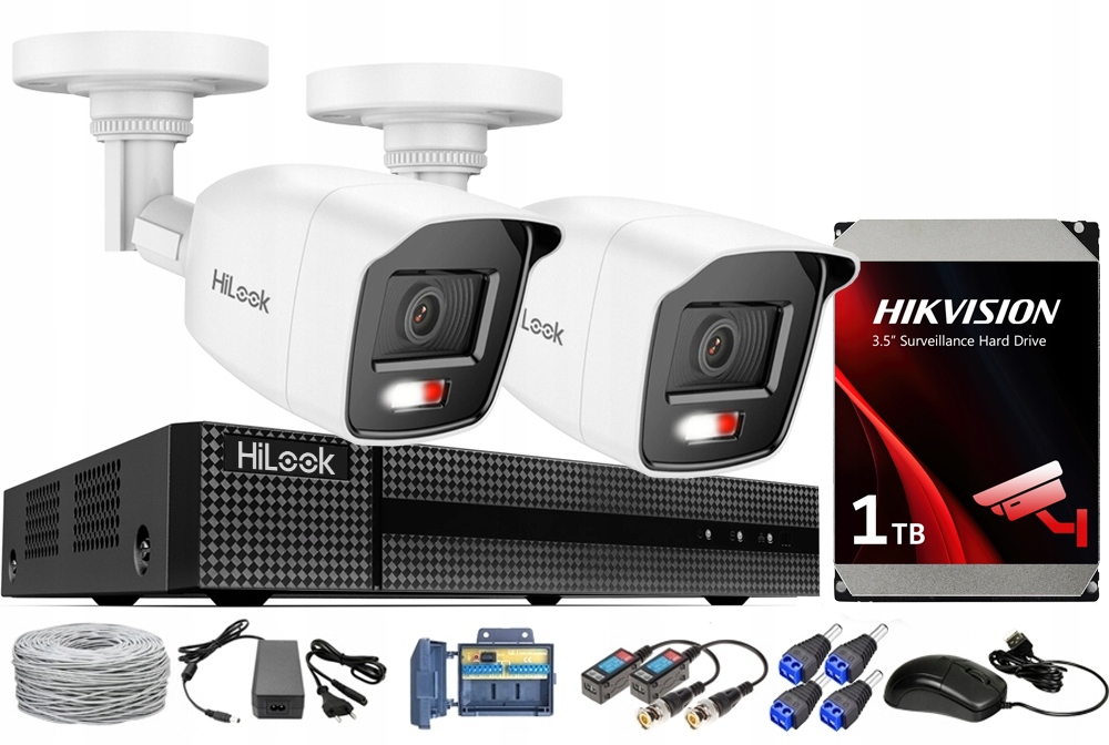 Monitorování HiLook by Hikvisiuon 2 Kamery Full Hd Sada na kroucení Utp