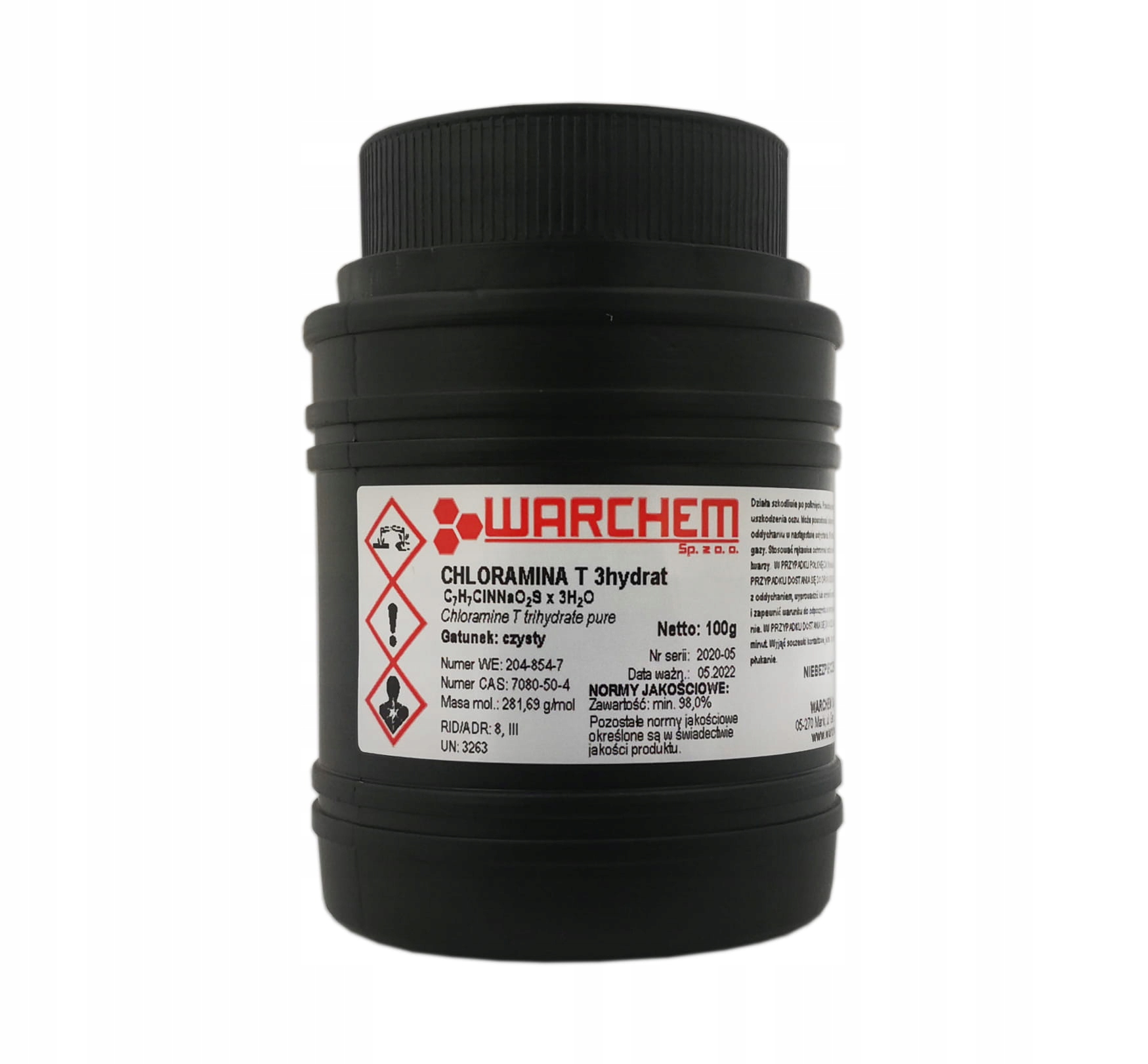 

Chloramina T 3hydrat czysta 100g Warchem