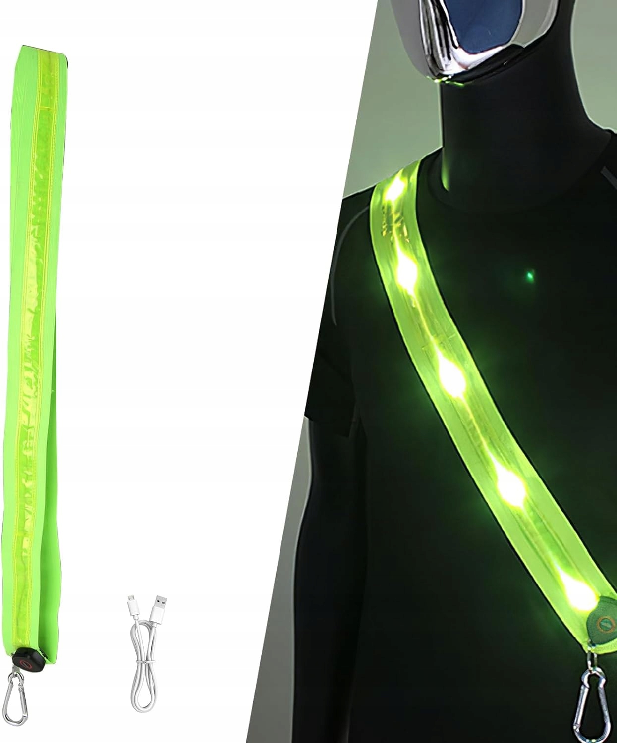 Pas Led odblaskowy na ramię Usb do biegania roweru nocny