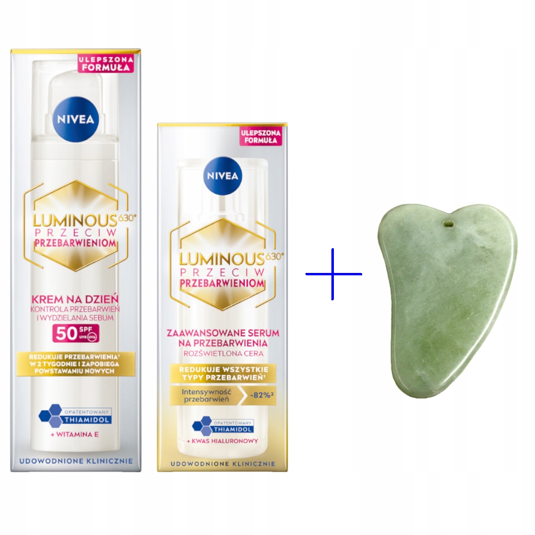 Nivea LUMINOUS630 Krém SPF50 Sérum proti pigmentovým skvrnám Dárek Kámen Gua Sha