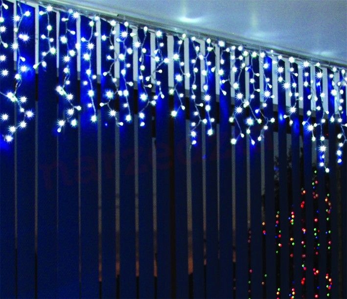 KURTYNA ŚWIETLNA SOPLE ZEWNĘTRZNE 200 LED LAMPKI FLASH NIEBIESKIE Długość sznura 9.5 m