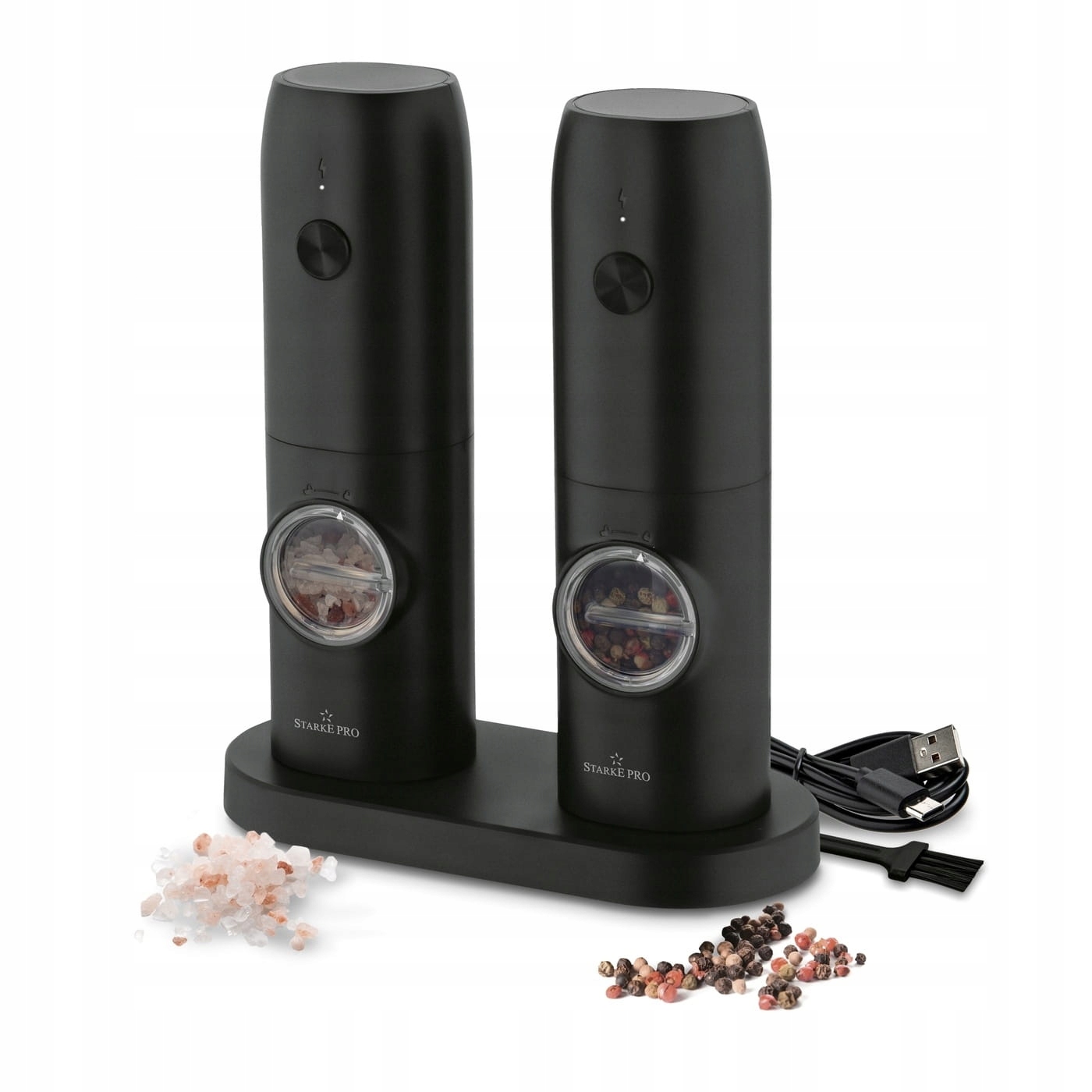 Sada 2 elektrických mlýnků na sůl a pepř s akumulátorem