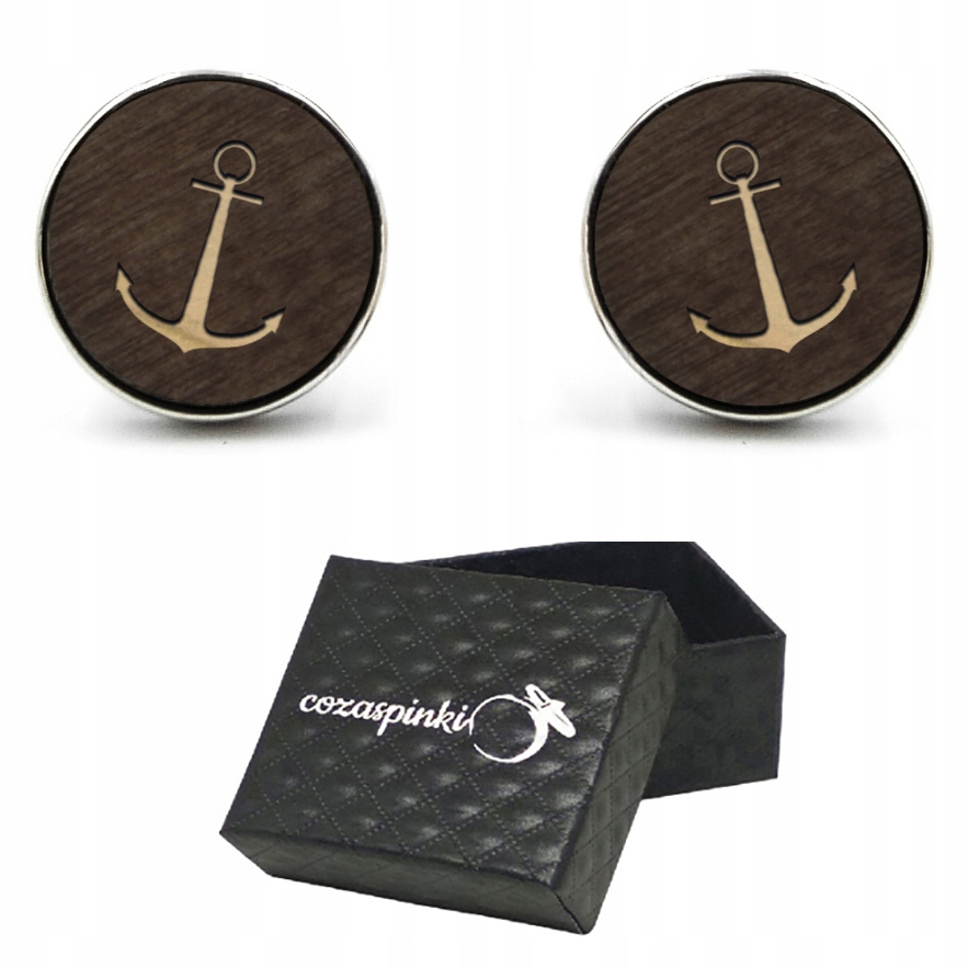 

Spinki do mankietów drewniane z grawerem Kotwice
