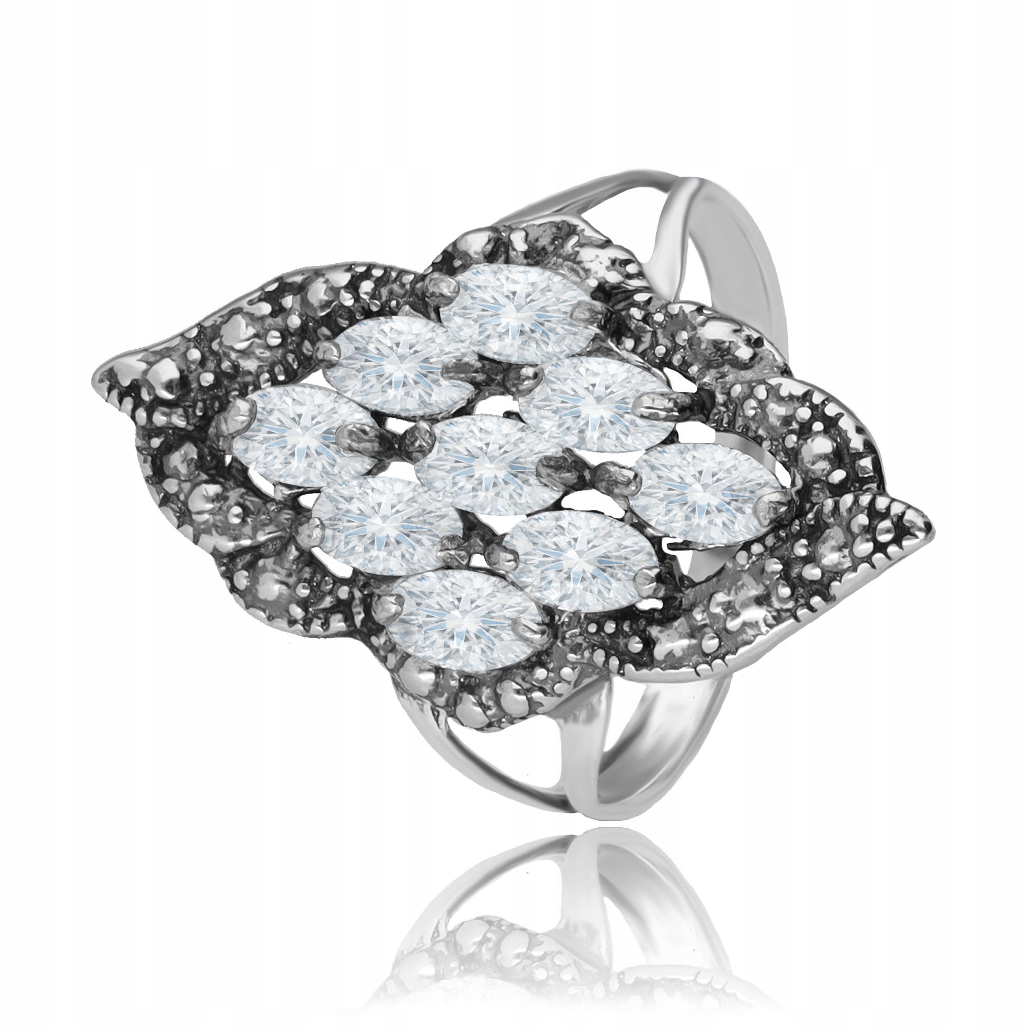 Dámský oxidovaný stříbrný Prstýnek se zirkony, Stříbro 925, velikost 16