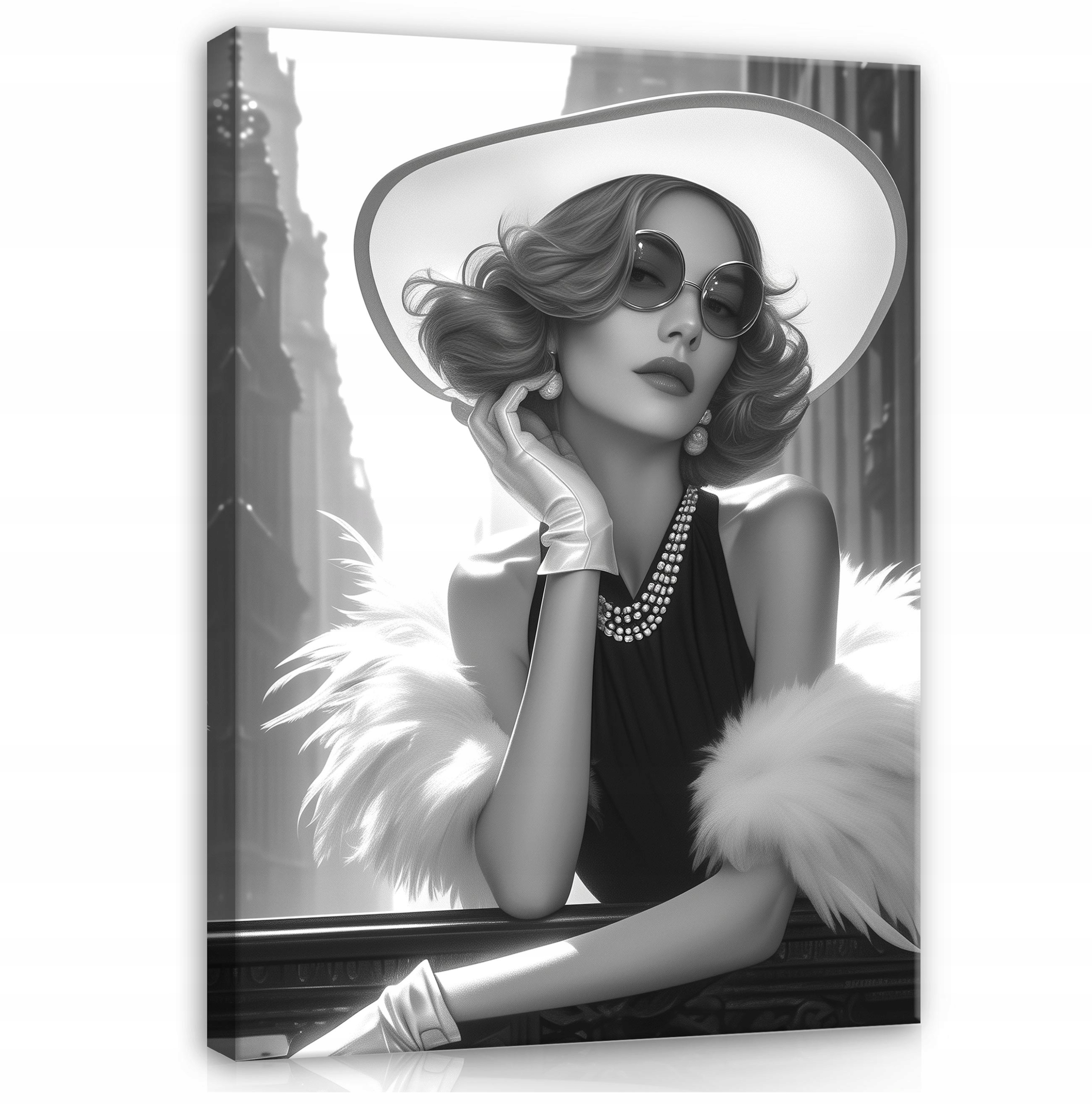Obraz Žena V Klobouku Černobílý Na Plátně Do Ložnice Obývacího Pokoje 120x80
