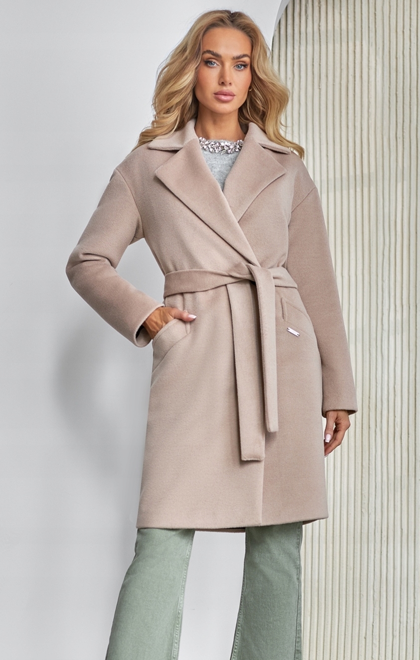 Zartex dámský klasický kabát alpaka bez kapuce Carla latte AW24 vel. XL