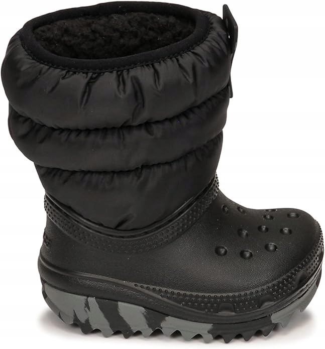 Crocs Dziecięce Śniegowce Zimowe Czarne Z Paskiem I Ociepleniem 19 J8B
