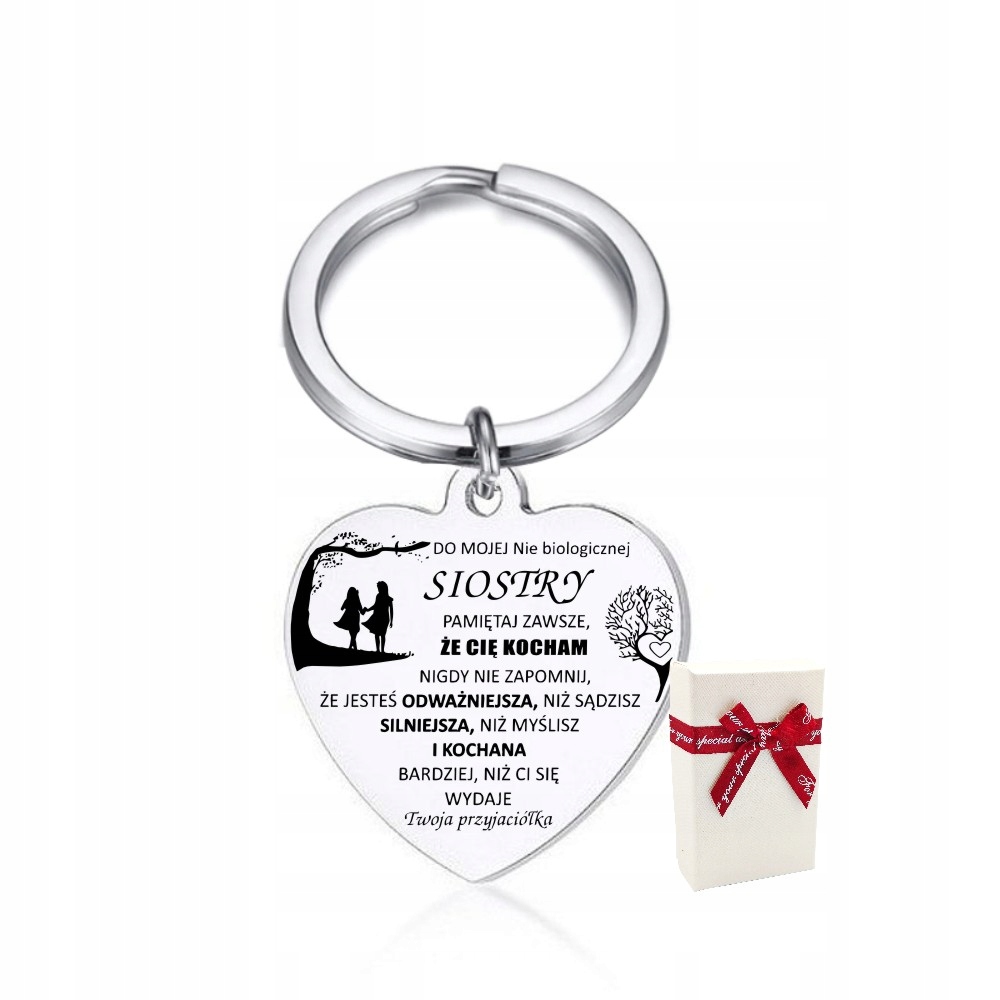 Breloczek SERCE grawer prezent dla PRZYJACIÓŁKI Wzór dominujący inny wzór