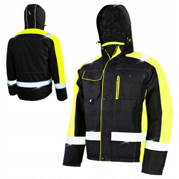 Pánská Zimní Zateplená pracovní bunda Reflexní Voděodolná Bozp Pohodlná XL