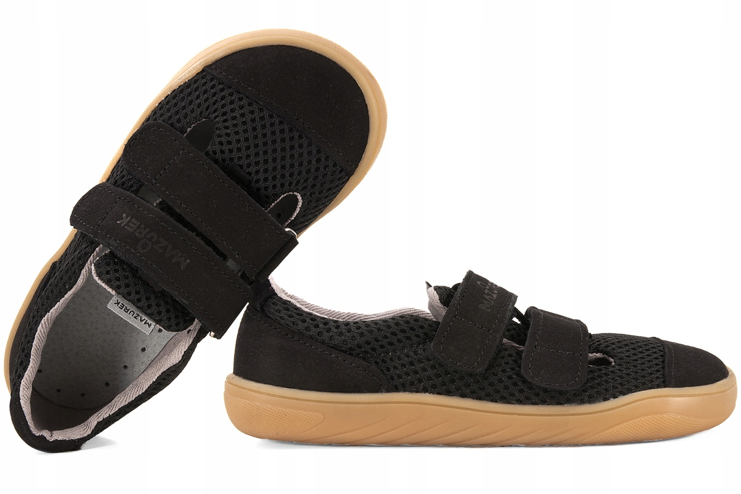Mazurek Slipper Black Barefoot Skórzano-tekstylne Półbuty Kapcie 26 Czarny