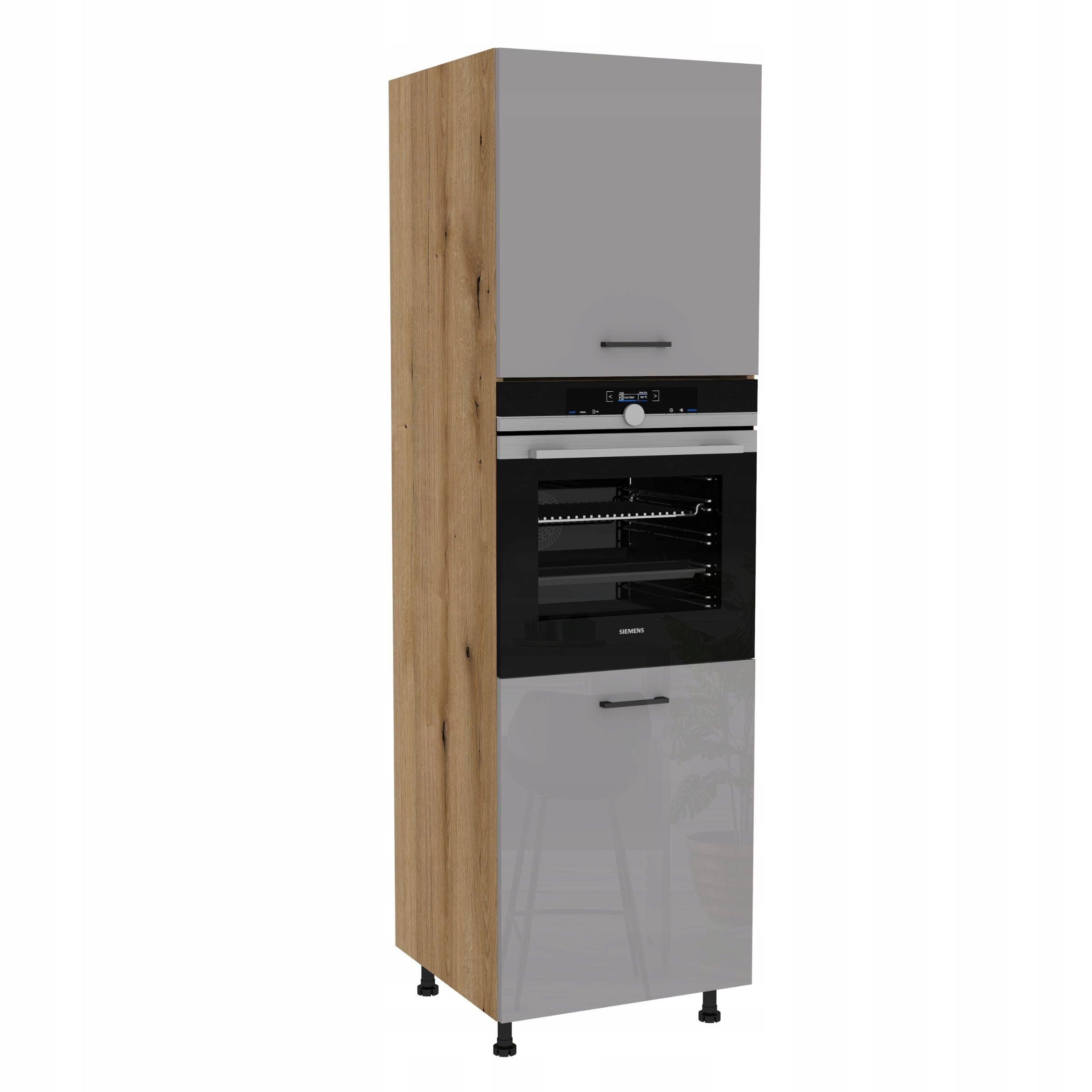 Skříňka sloupková trouba 60/197 Capri Dub Evoke přední Šedá Akryl Lesk