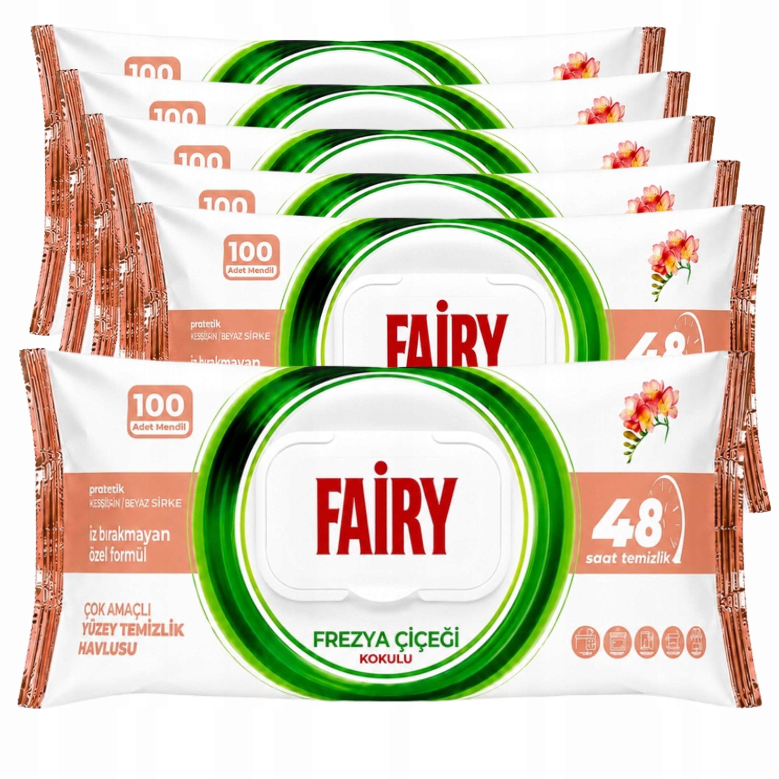 6x Fairy Vlhčené čisticí ubrousky univerzální Frézie bez šmouh 100 Ks