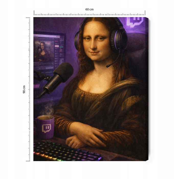 Obraz na plátně Mona Lisa jako streamerka Twitche 60x90 cm