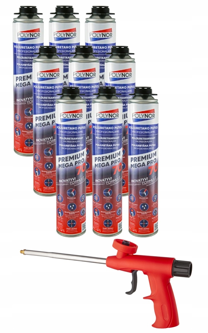 Pianka Montażowa Polynor Pro 70 Zestaw 9x 950 gr Niskoprężna