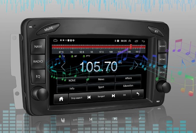 RADIO 2 DIN 2 GB MERCEDES W203 W209 W210 CLK E C SLK M ML G VITO Radio informacja RDS pasmo FM