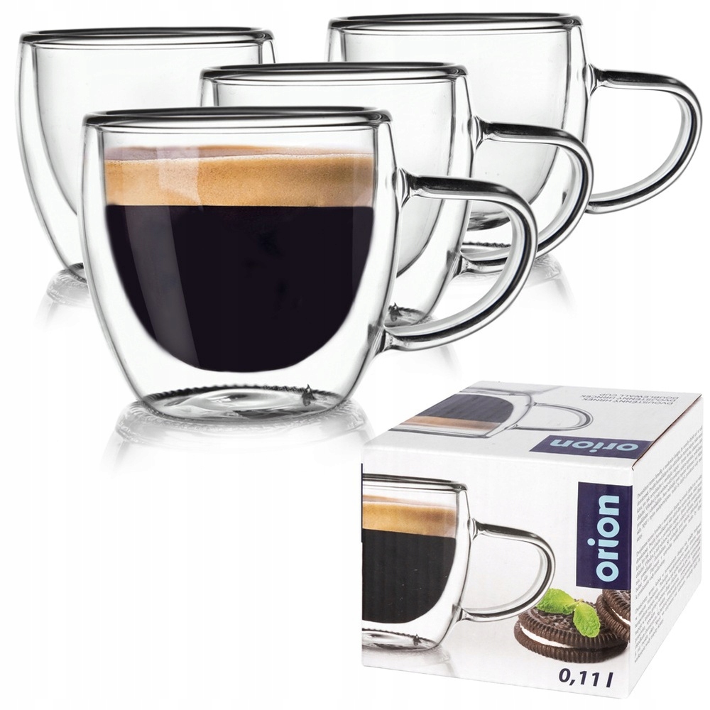 4x Szklanka Termiczna z podwójną ścianką do kawy latte herbaty espresso