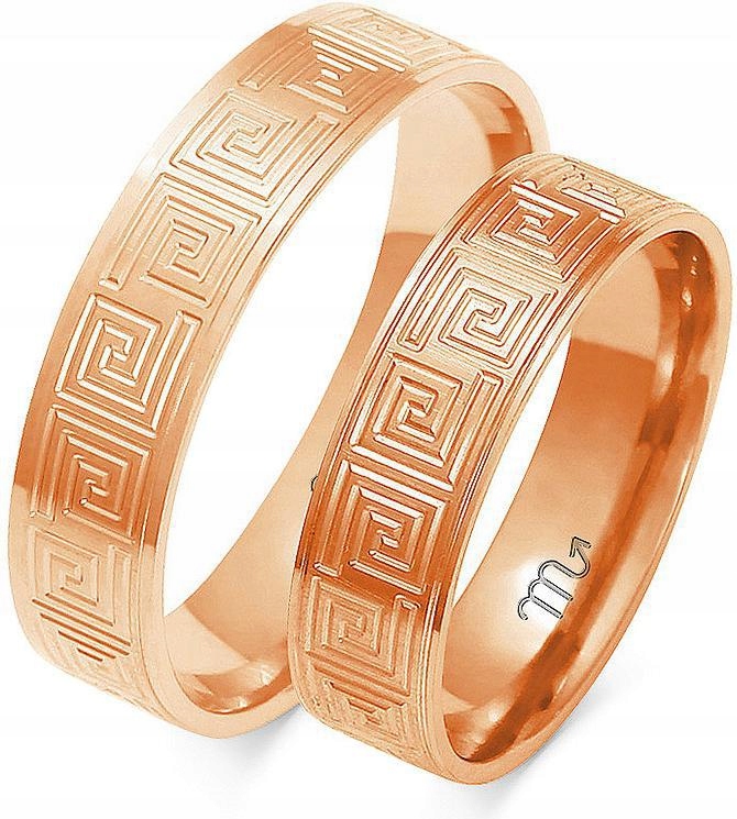 Snubní prsten z růžového zlata 585, 26 27 28, unisex kolekce gravírování