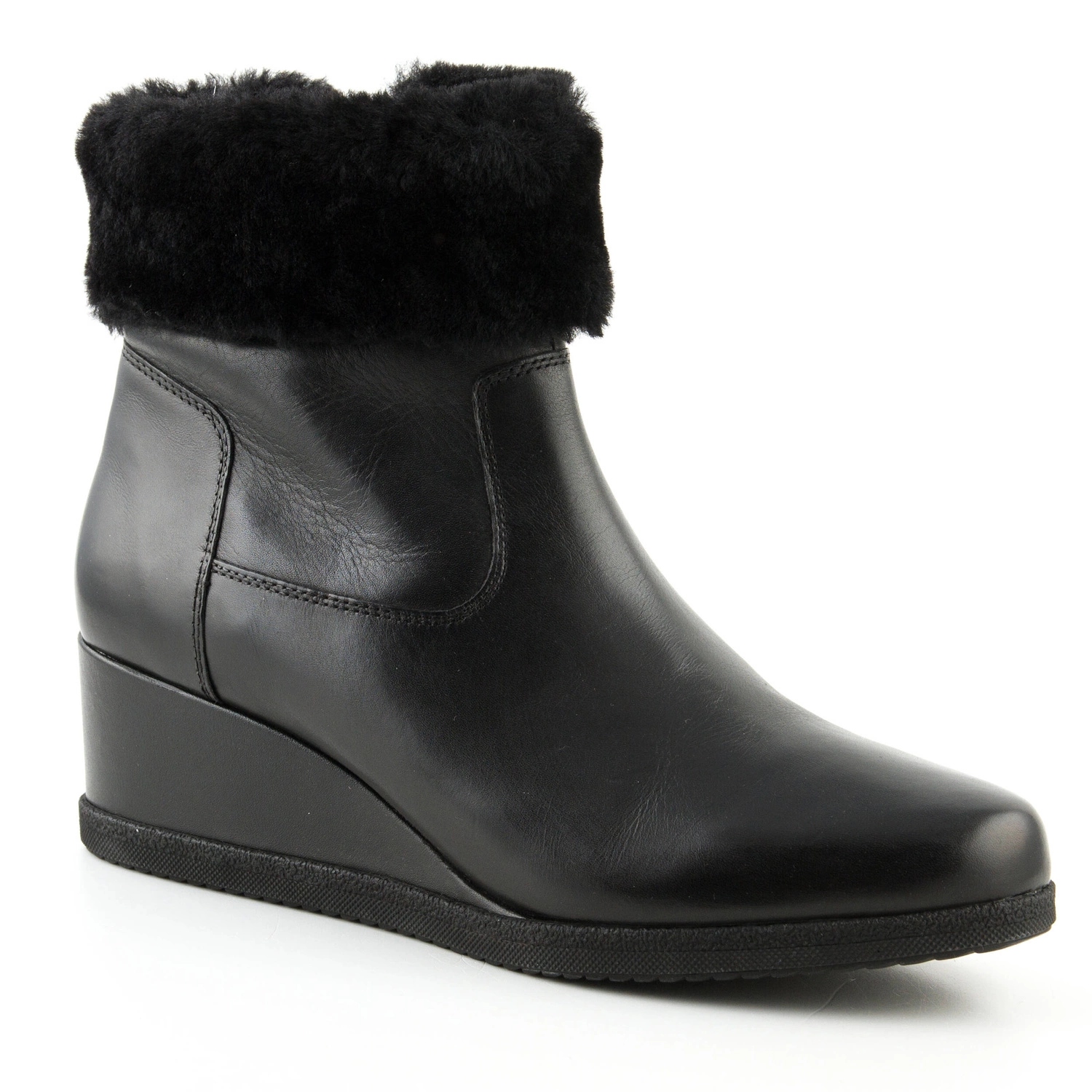 Kotníkové Boty Geox černé, zateplené, kožené boty na klínku, velikost 41