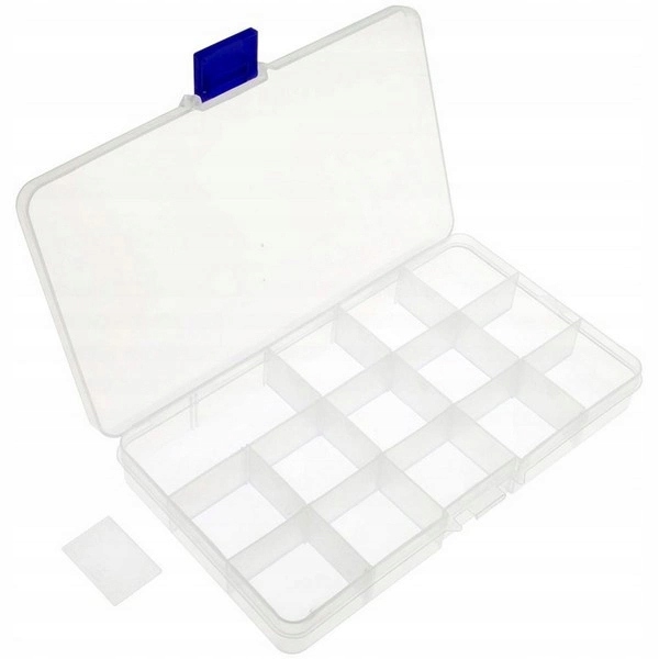 Organizer 15 przegródek zawieszka 175x100x22mm pudełko plastikowe