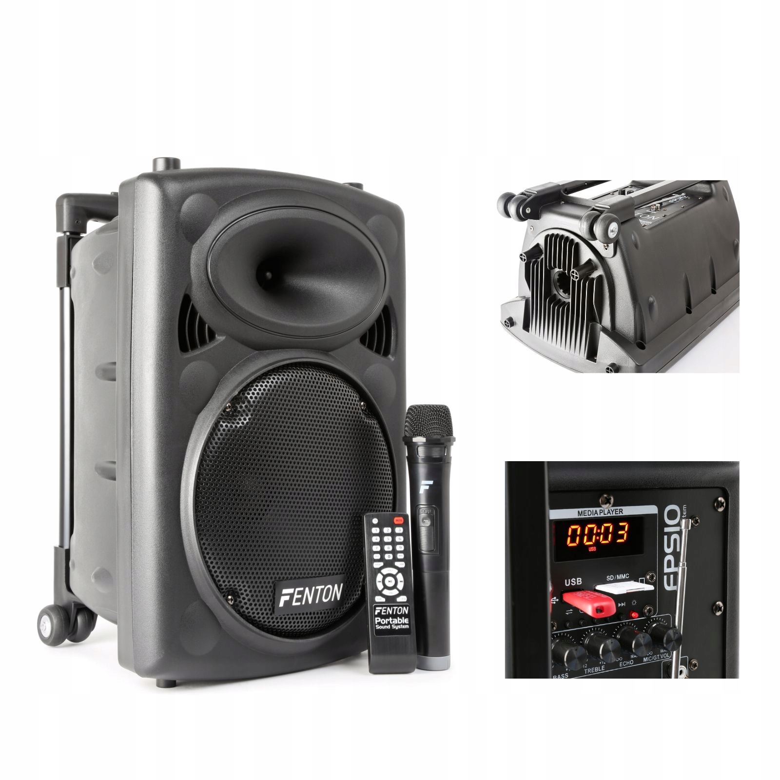 Kolumna aktywna z mikrofonem 150W Fenton BT/MP3/USB/SD/VHF