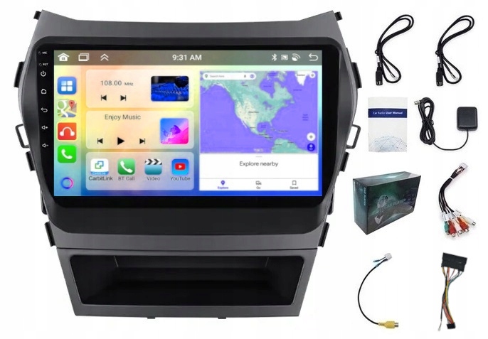 Android Rádio Navigácia Hyundai Sante Fe IX45 2013-2017 Carplay 6GB 128GB