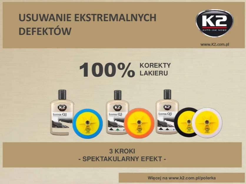 K2 Pasta Polerska Luster Q3 Średniościerna do polerowania rys Superszybka Waga 250 g