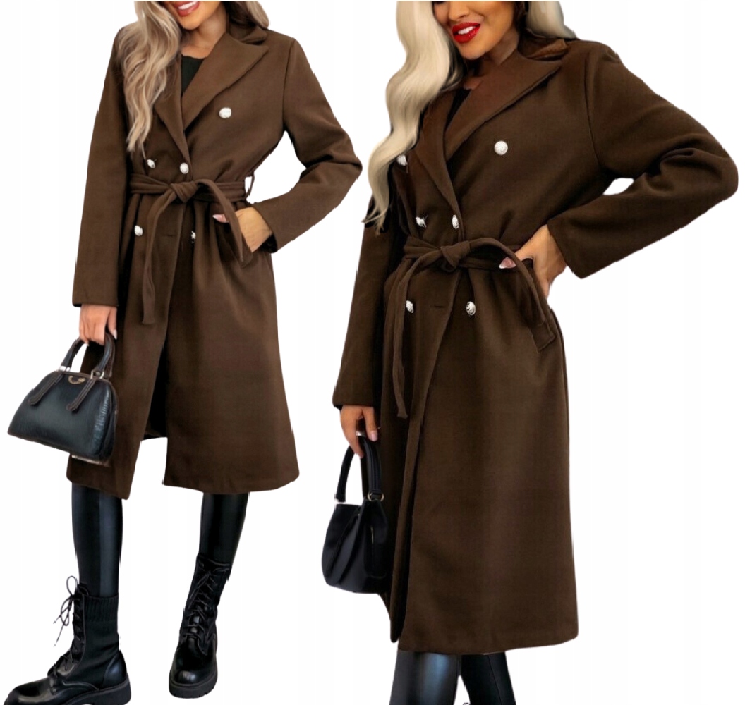 Dámský Jarní Kabát S Dlouhým Žebrovaným Knoflíky, podšívka Hnědá