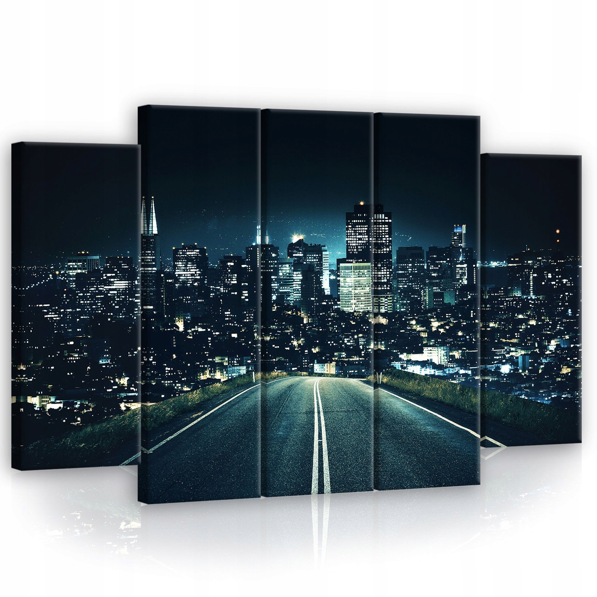 Obraz 150x100 Nočné mesto, mestská krajina, cesta, svetlá, mrakodrapy