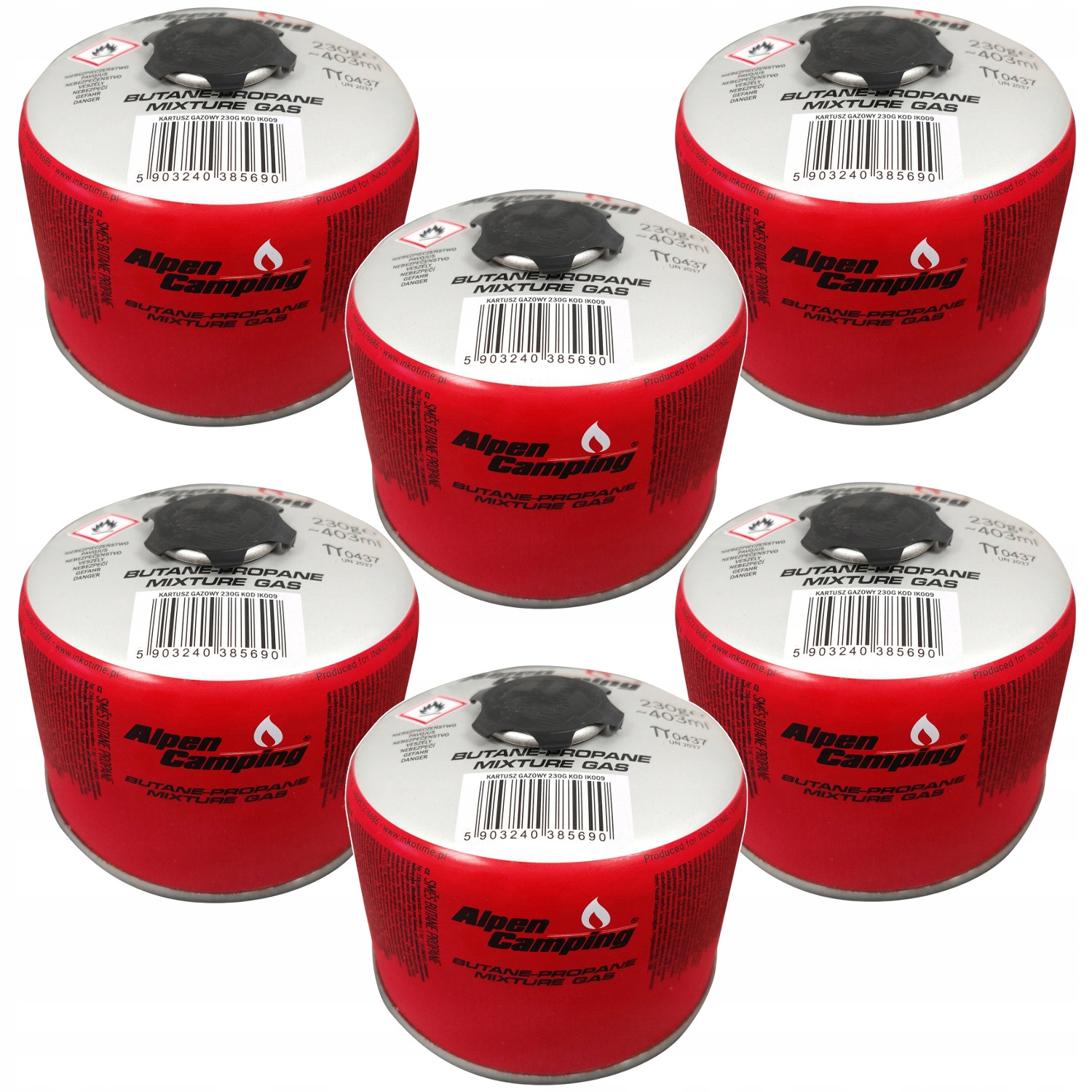 6 x plynová kartuše Alpen Camping 230 g do sporáku