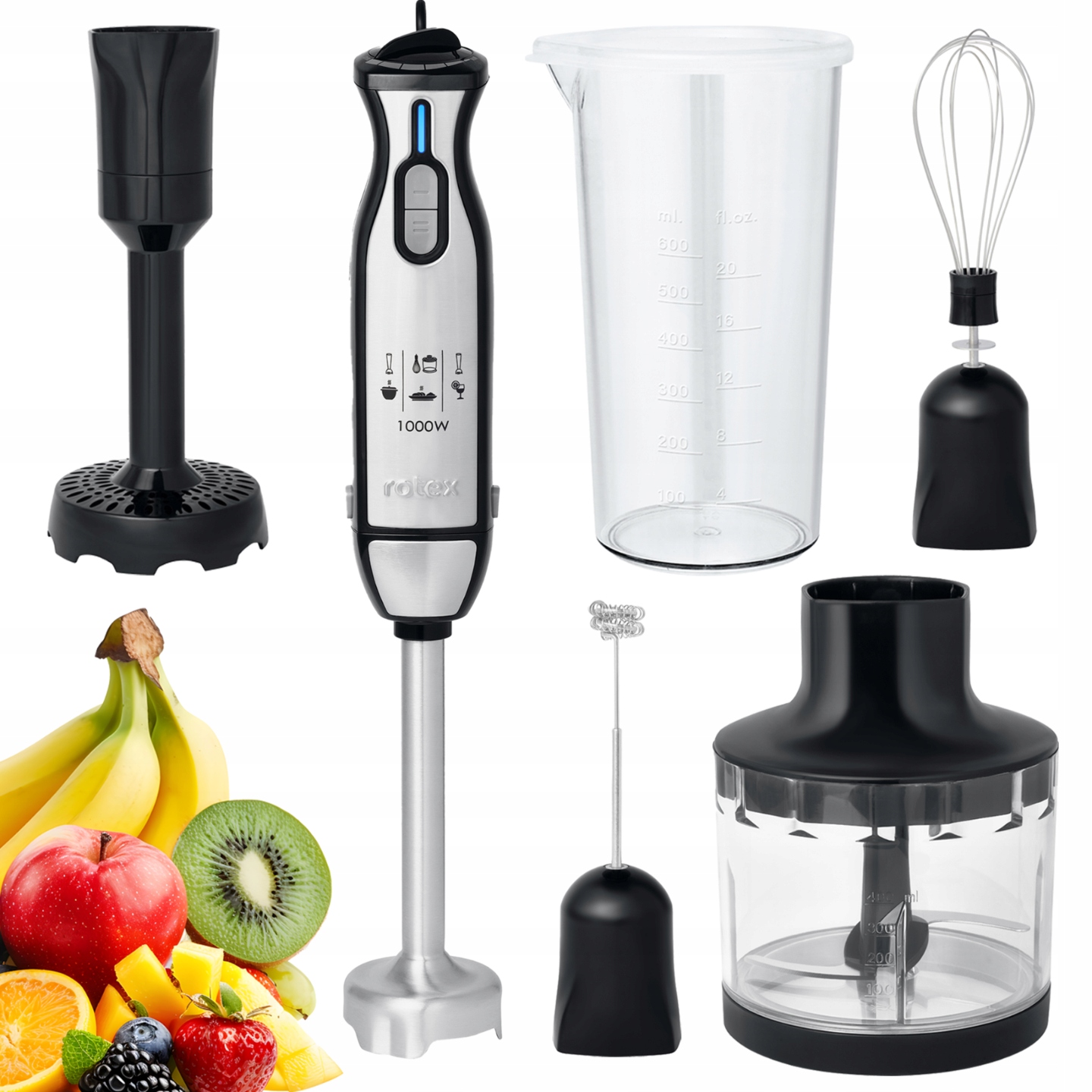 Rotex Ruční Mixér Multifunkční Drtič Mixér 1000 W