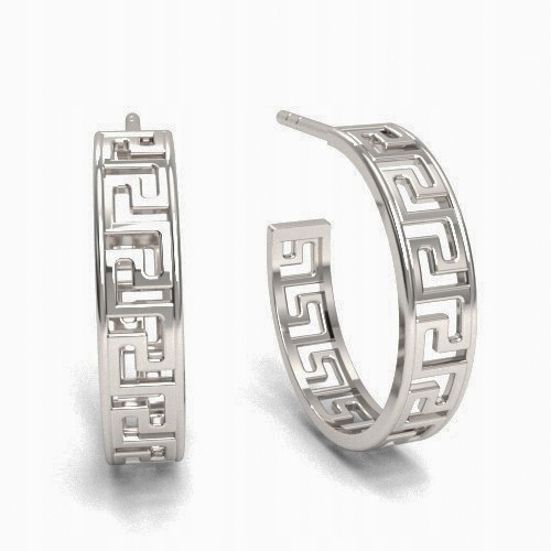 Náušnice s řeckým vzorem rhodiované stříbro