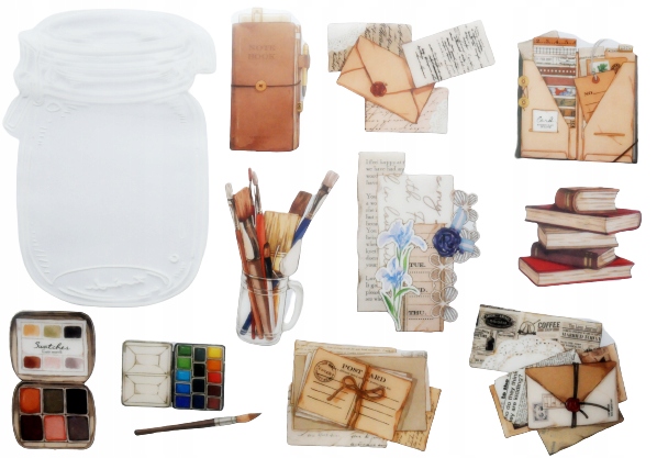 Naklejki Scrapbooking Foliowe 20 szt/kpl Vintage Dodatki Retro
