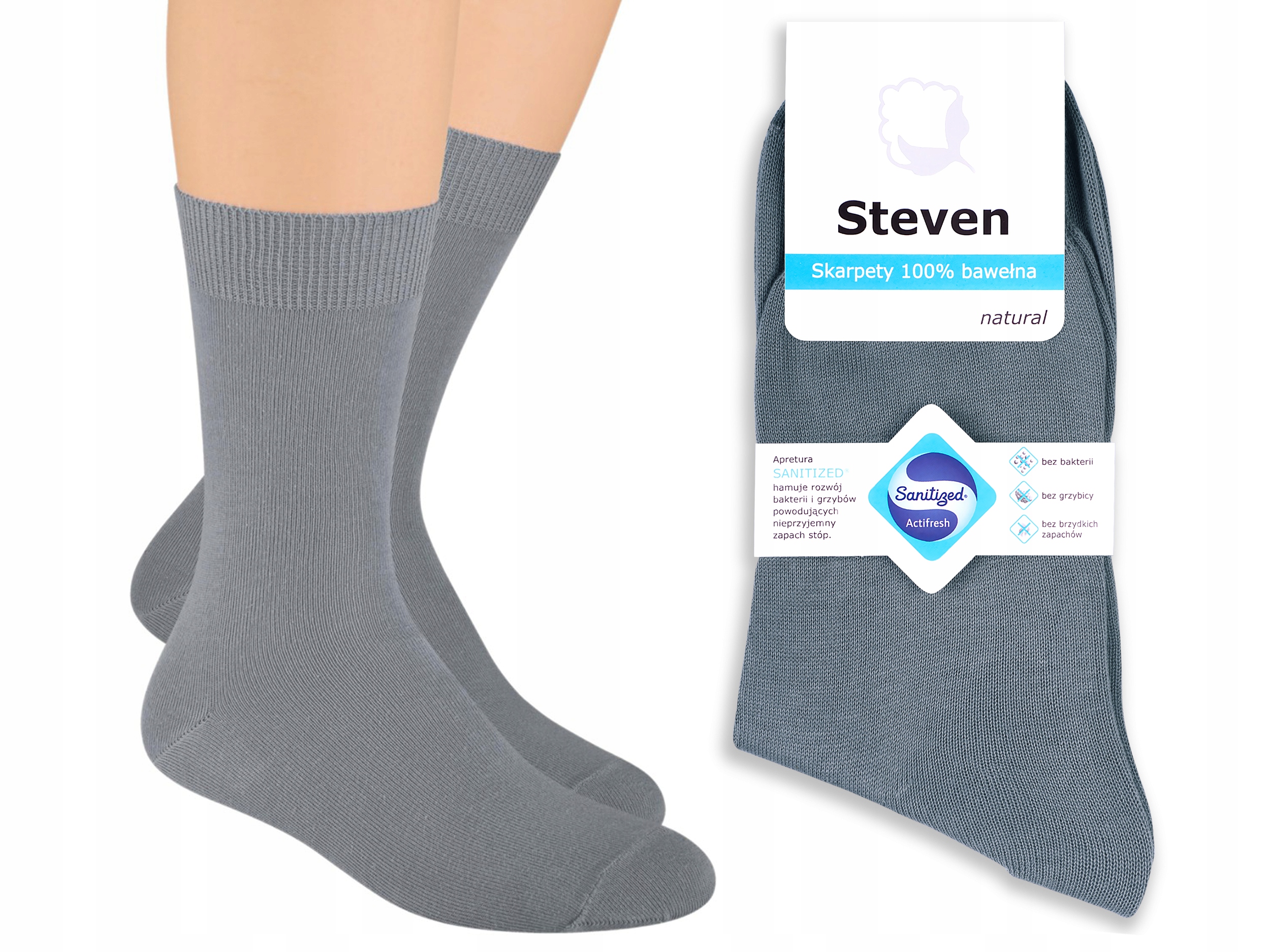 

Steven 055 Skarpety 100% Bawełna Szary 35-37